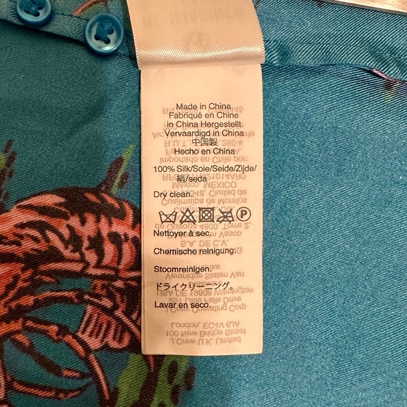 J. CREW COLLECTION Silk Twill Vibrant Lobster Print Button Up Shirt. Siz… - Picture 7 of 13